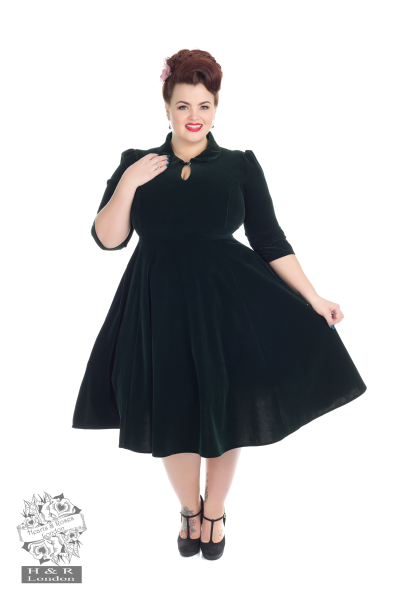 Divine Velvet Swing Dress In Black